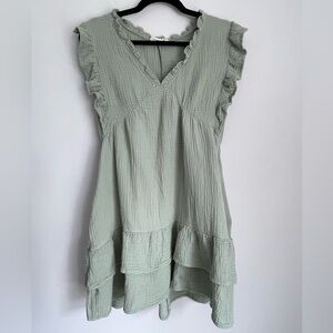 Sage V-Neck Dress Large